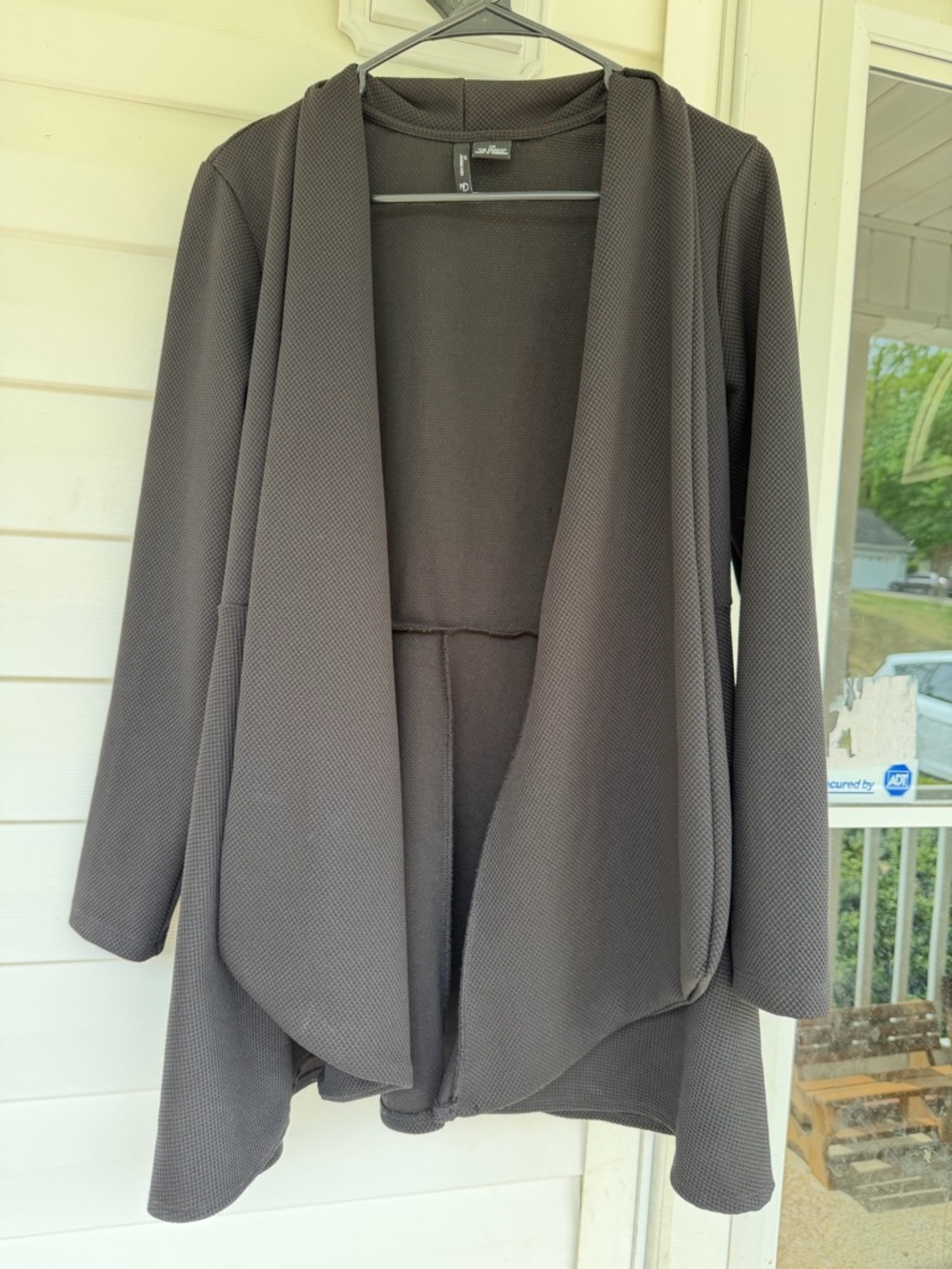 new directions charcoal open-front draped cardigan
